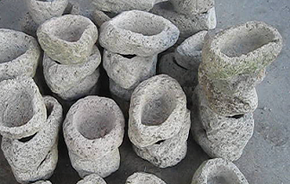 溶岩石ポット白